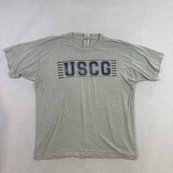 Vintage USCG Shirt Mens Extra Large Gray Fruit of the Loom Military Tee 90s - Picture 1 of 11